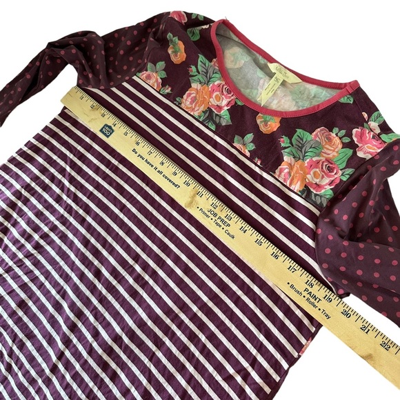 Matilda Jane Calling Bird Tee Medium Purple/Pink Stripe & Polka Dot Size M A528 - Picture 6 of 8